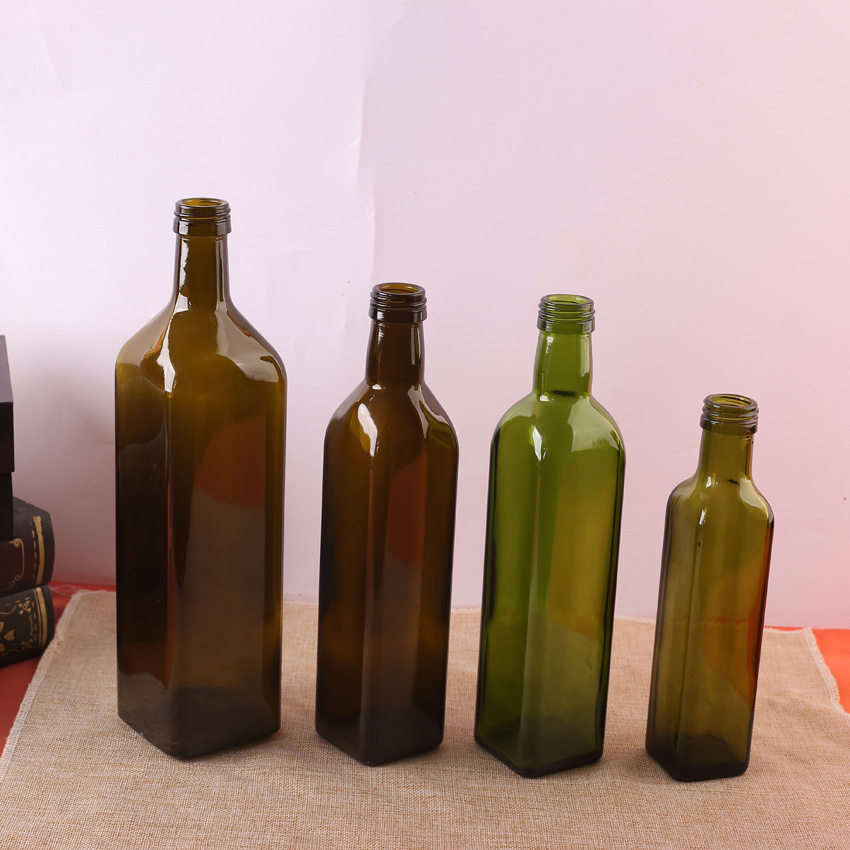 Direct Selling 500ml Dark Green Square Olive Oil Bottle 250ml Brown Walnut Oil Bottle