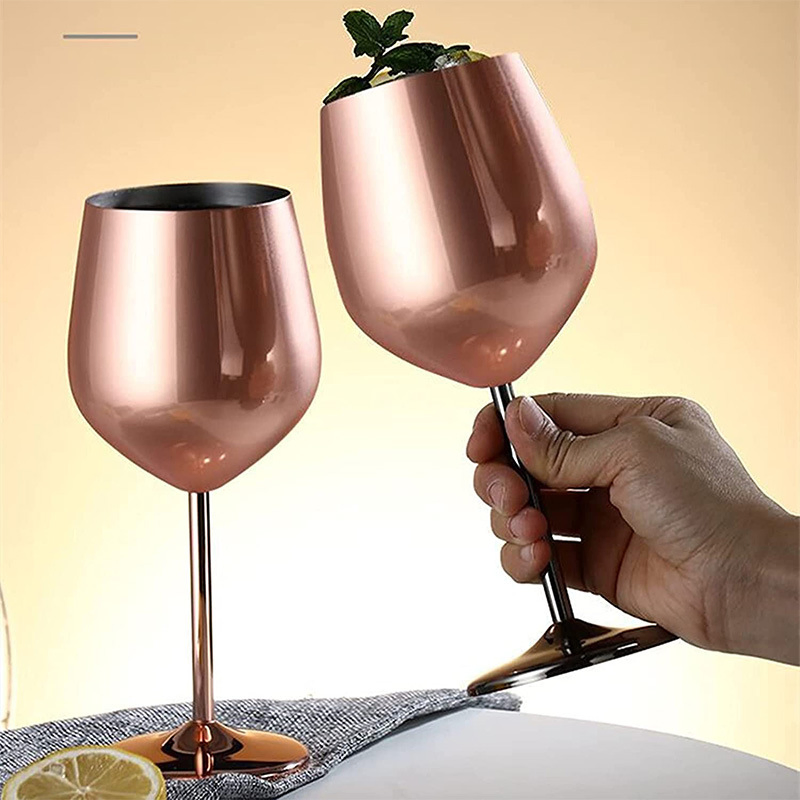 500ml/18oz Stainless Steel 304 Goblets Reusable Toasting Glasses Tall Wine Glasses Champagne Glasses Holiday Gifts Stainless Steel Wine Cups