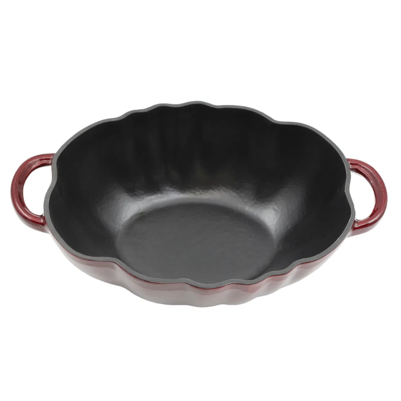 Чугунная эмалированная кастрюля-тыква с ручками