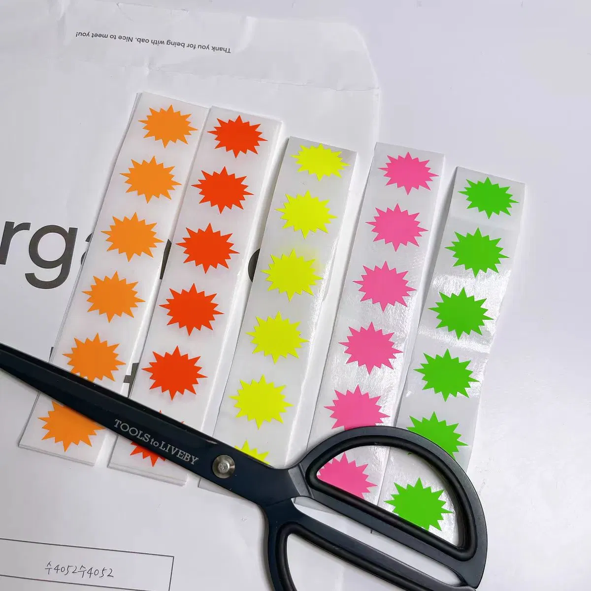 Fluorescent Paper Circle, Arrow, Explosion Shape Writable Label Stickers