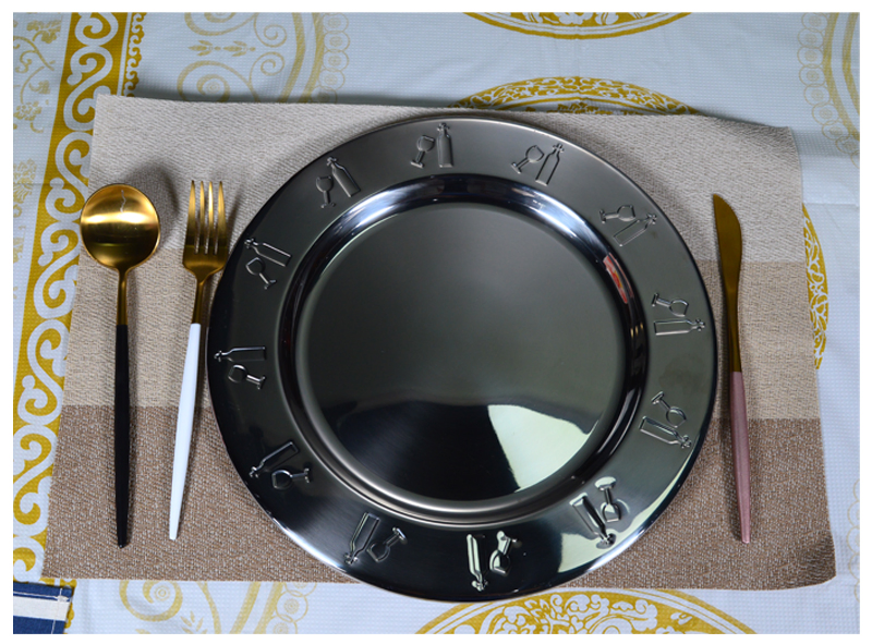 Metal Tray Stainless Steel Serving Charger Dinner Plates for Banquet Wedding