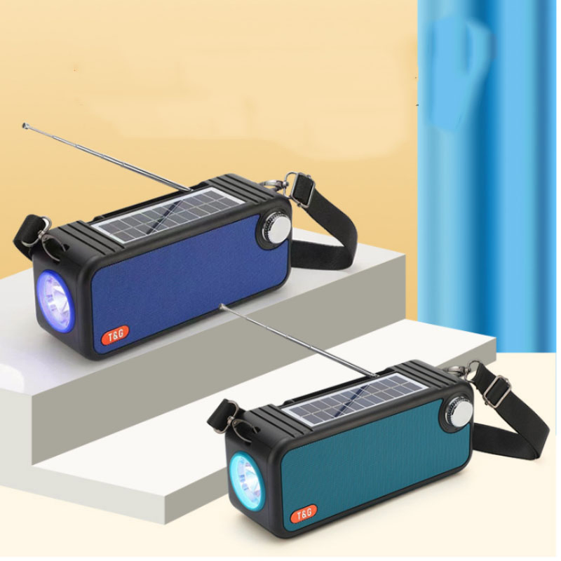 Outdoor Portable Dual Solar Flashlight Card Insertion FM Radio TF Wireless Speaker