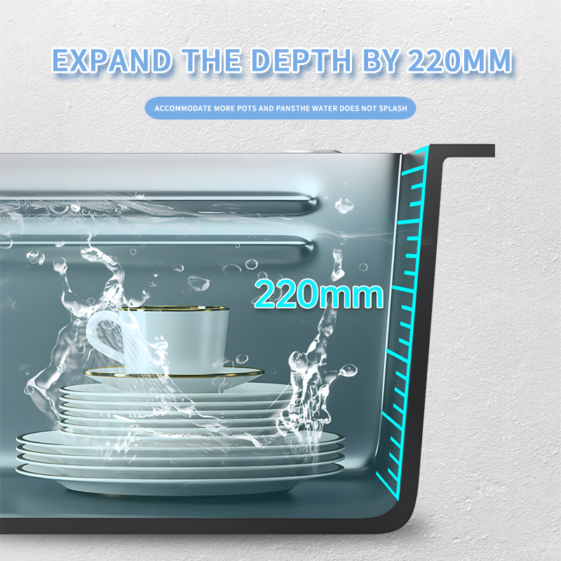 Handmade Multifunctional 201 Stainless Steel Kitchen Sink with Intelligent Waterfall Design