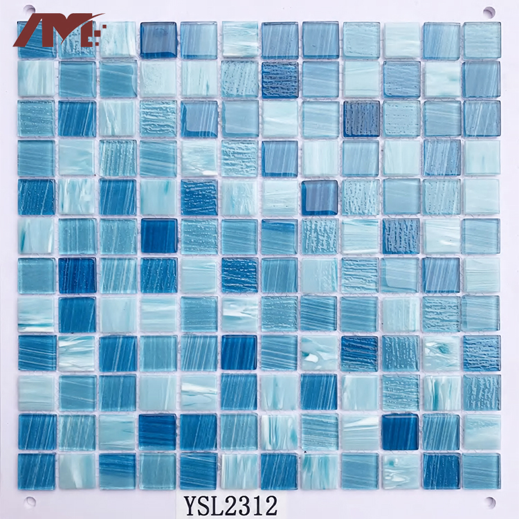 Premium Zellige Square Swimming Pool Blue Villa Outdoor Crystal Glass Tiles Mosaic