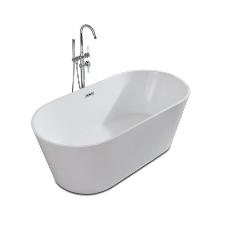 Glossy Oval Design Bathroom Artificial Stone Soaking Bathub