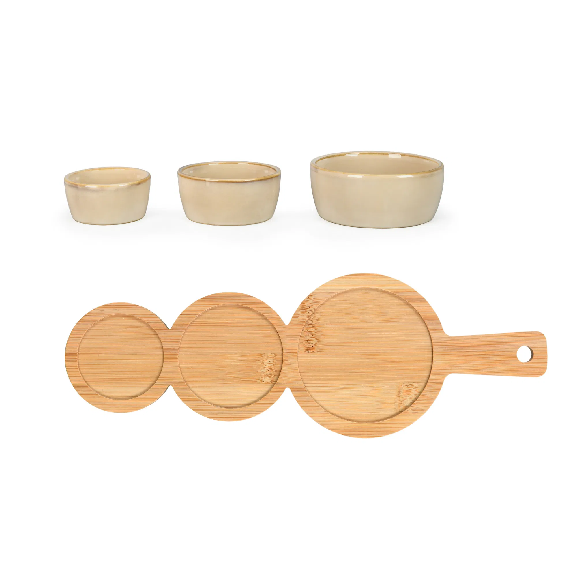 Porcelain Serving Bowl Ceramic Wholesale Dinner Plate with Bamboo Tray