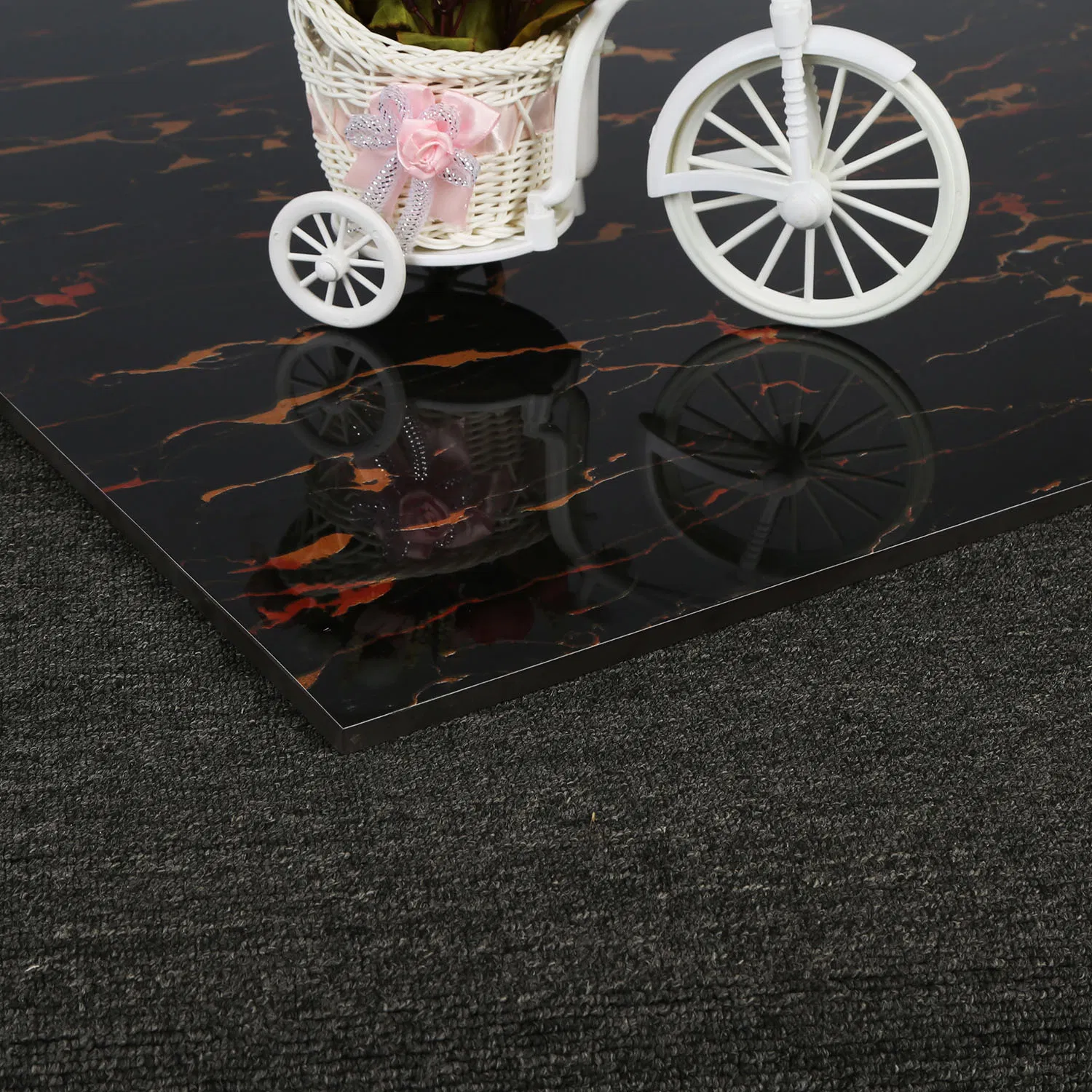 600*600mm Full Body Super Black Polished Porcelain Floor Tile