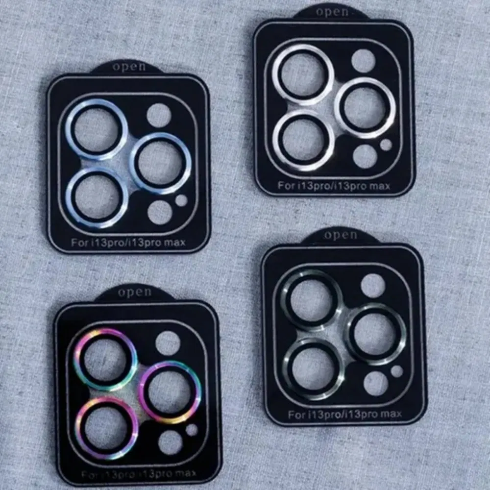 2025 Fashion Camera Lens Protector Full Cover Metal Ring Tempered Glass for Phone 17/16/15/14/13/12 PRO