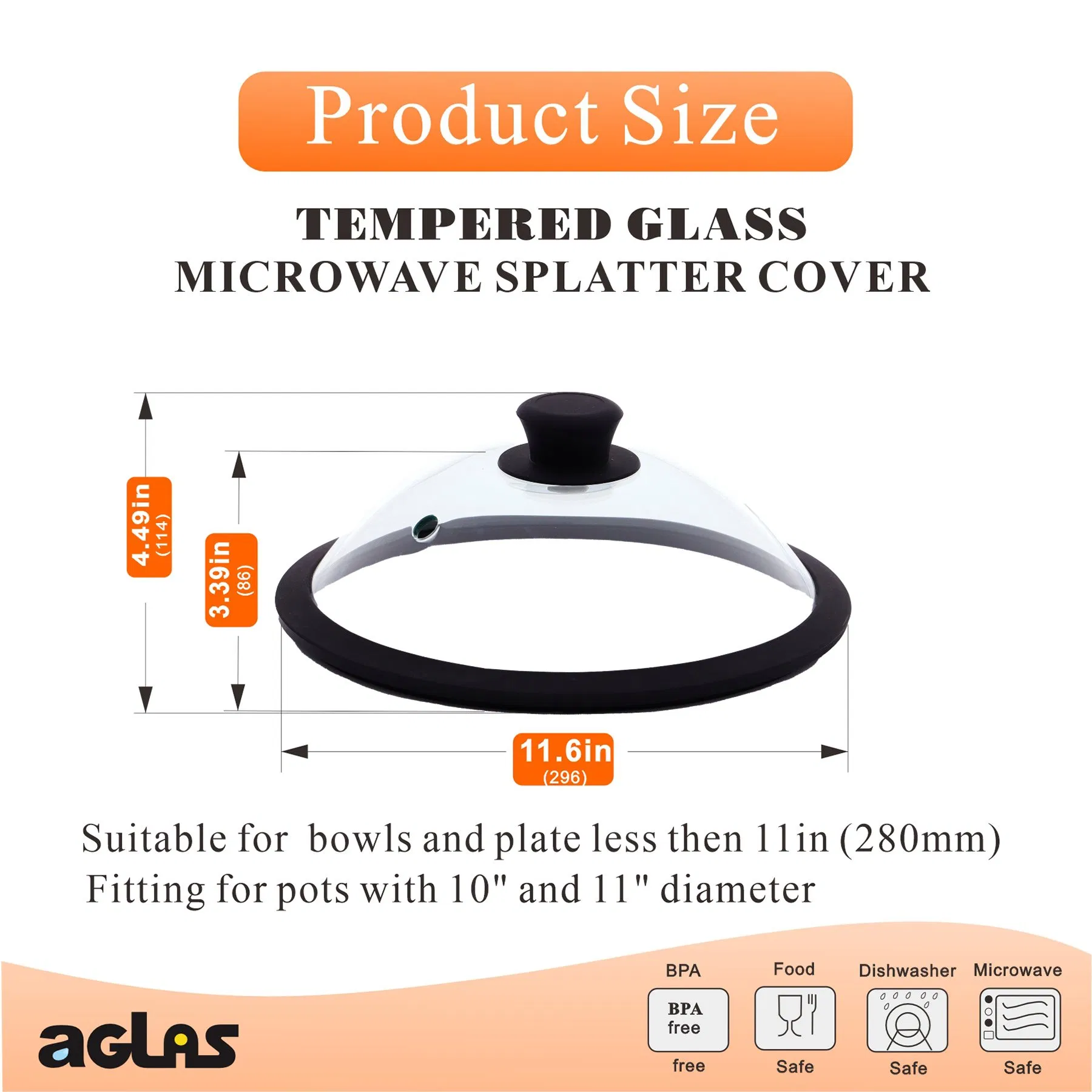 Premium Kitchenware Em Tempered Glass Microwave Splatter Lid for Mess-Free Cooking