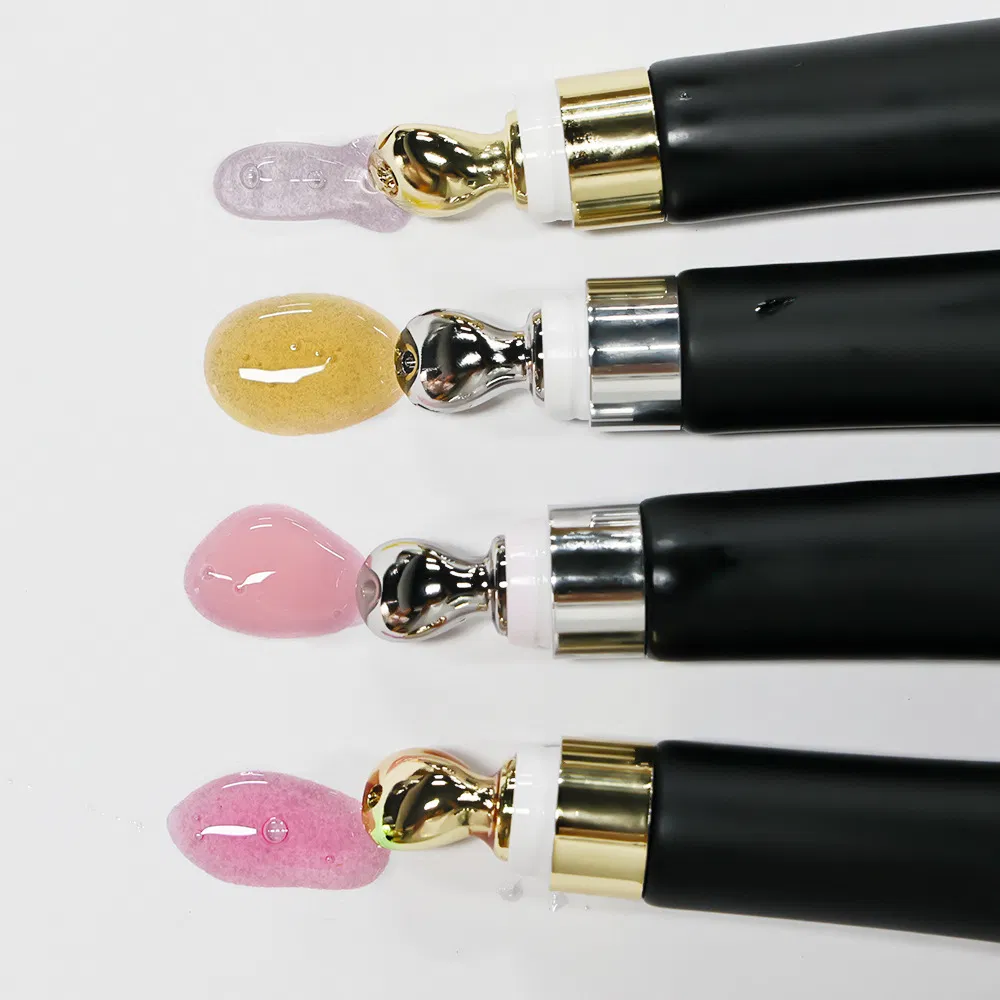 OEM Custom Zinc Alloy Massage Head Lip Oil - Color Shift Plumping Lip Gloss in Squeeze Tube for Private Label
