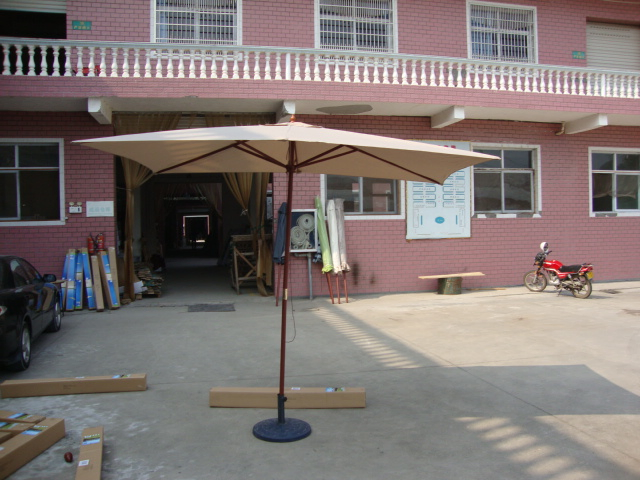 Wooden Rectangle Parasol Umbrella for Garden Patio Sunshade 200X300cm 6ribs