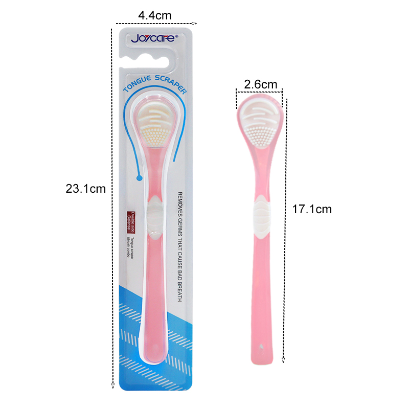 Integrated Tongue Scraper and Brush Cleaning Oral Care Products Nylon/Soft Rubber Bristles