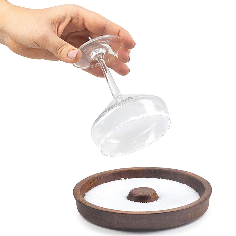 Acacia Wood Glass Rimmer Sugar and Salt Rimmer for Wide Glasses up to 5.5 Inches