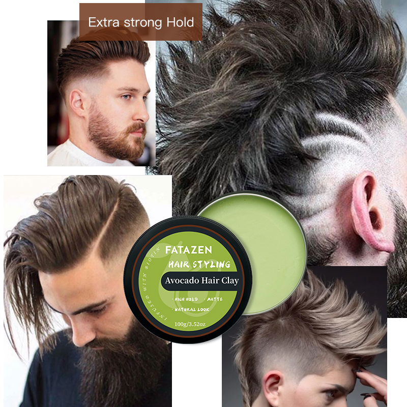 Avocado Halr Clay Biotin Hair Clay Long Lasting Organic Green Matte Natural Look Free Styling Vegan Hair Wax Unisex Hair Wax