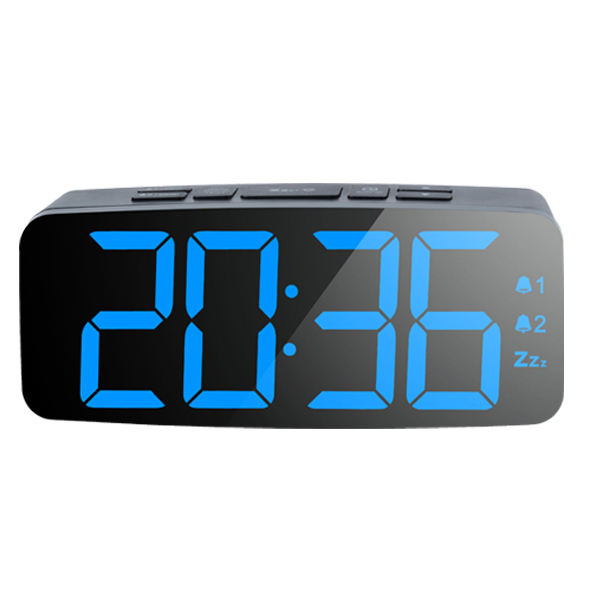 Portable Blue Digital Alarm Clock Radio with Night Light