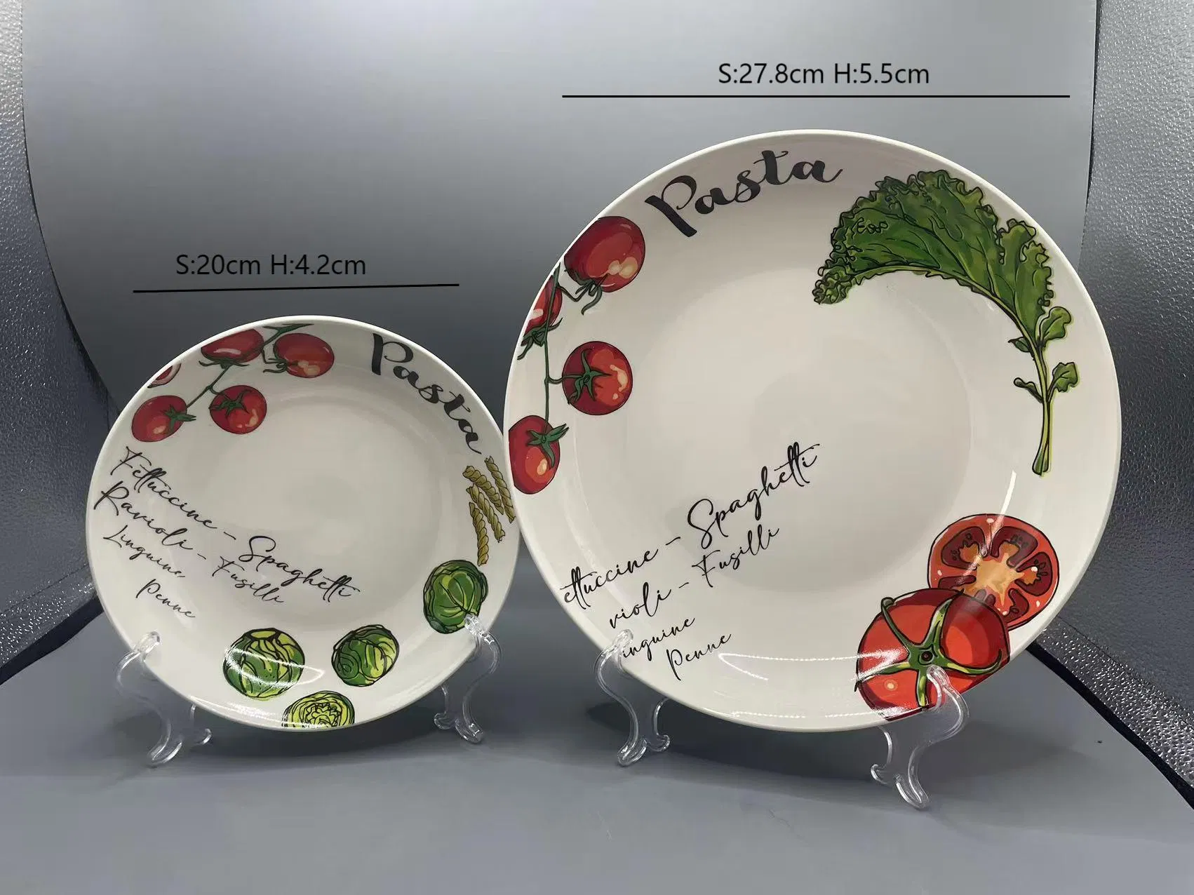 5PCS Pasta Dinner Set with 11" Decal Porcelainware Ceramics Tableware