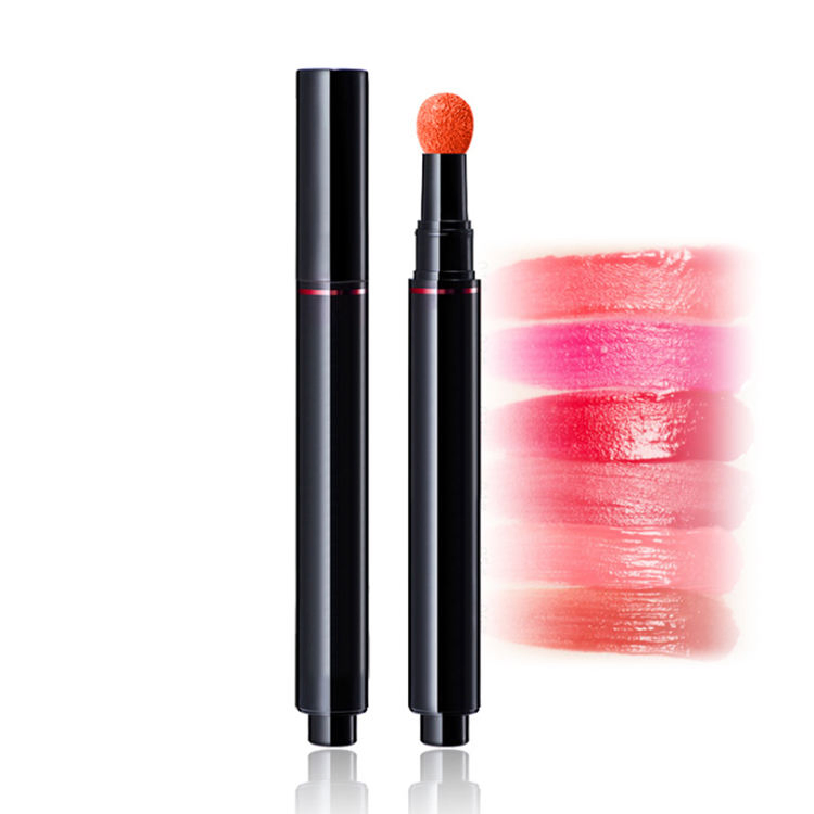 OEM Luxury Lip Gloss Pens Unique Air Cushion Liquid Round Tubes in Black Press Lipstick