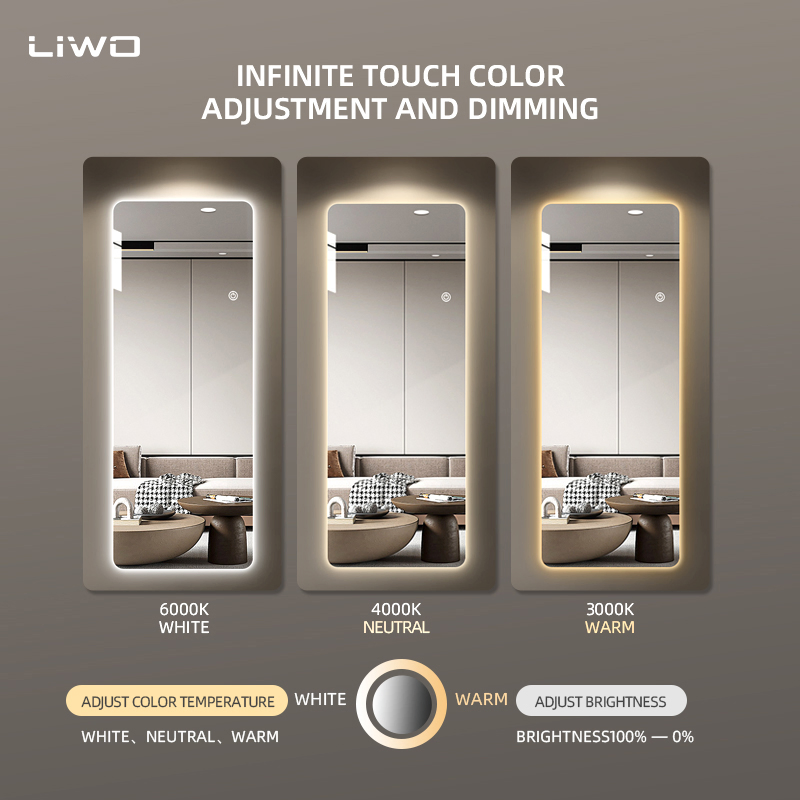 Modern Furniture Frame-Less Wall-Mounted Frame-Less Dressing Full-Length Rectangular Mirror with Single-Sided Durable Explosion-Proof Home Hotel Furniture