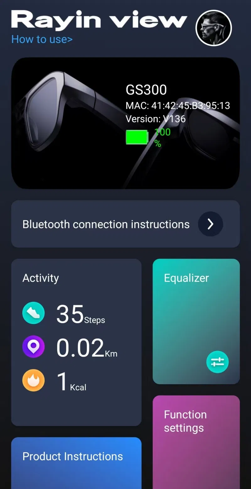 2025 Newly Listed GS300 Bluetooth Color Change Lens Sunglass Smart Ai Glasses