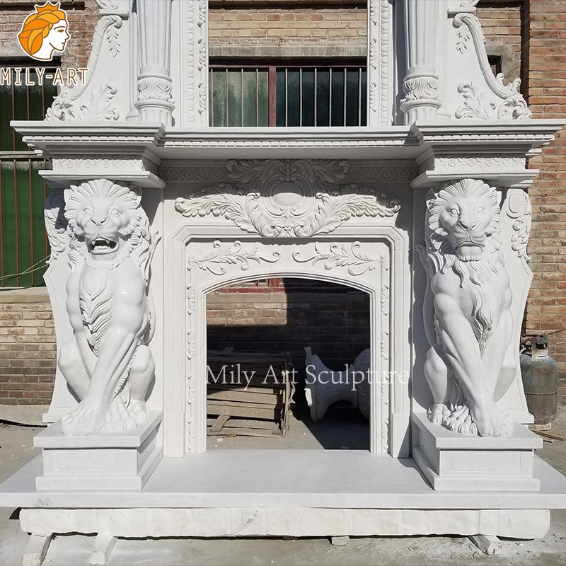 Customized Natural Stone Marble Double-Layer Fireplace for Decoration