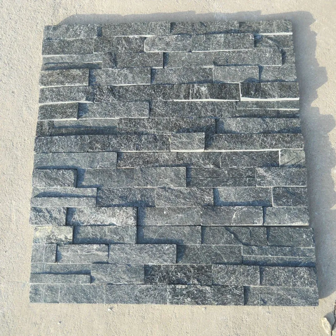 Wholesale Z Type Black Grey Quartize Stacked Stone Cultured Stone on House
