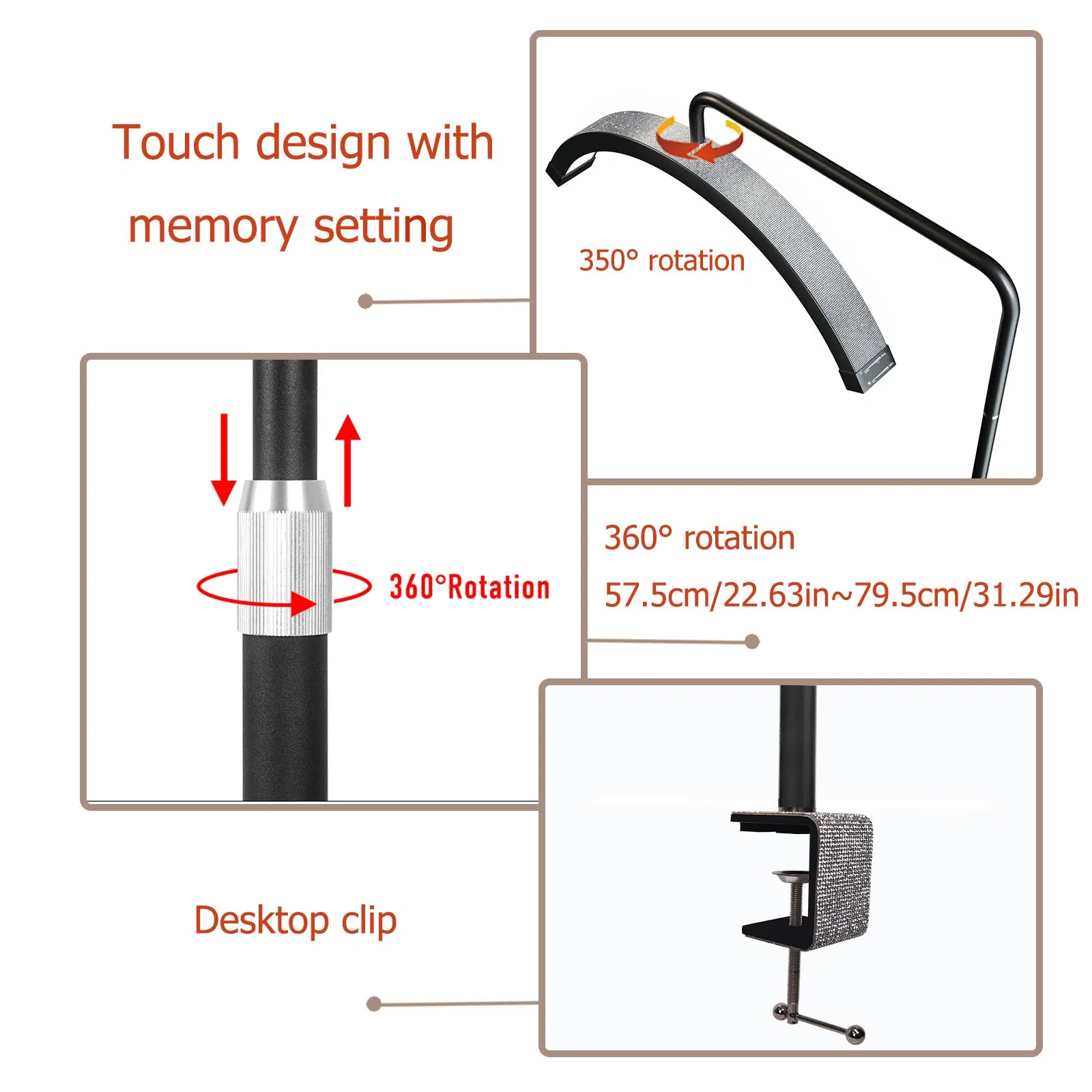 , Adjustable Half Moon Nail Desk UV Lamp with Diamond for Nail Beauty