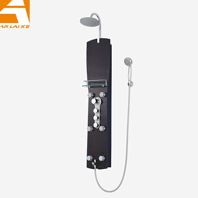 Wall Mounted Modern Glass Shower Column Black (LN-G659)