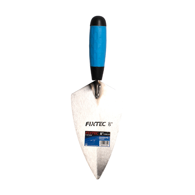 Fixtec Hand Tools 6'' 8'' 10'' Carbon Steel Brick Bricklaying Trowels with Rubber Handle