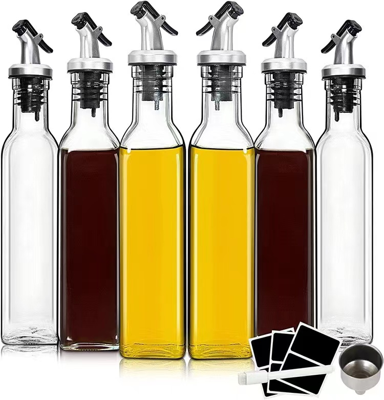 100ml Empty Clear Square Cooking Oil Olive Oil Glass Bottle with Spout