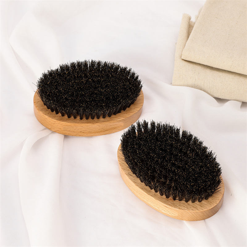 100% Wild Boar Bristle Men's Grooming Shaving Brush Natural Beech Wood Beard Brush with Compact Ionic and Laser Features