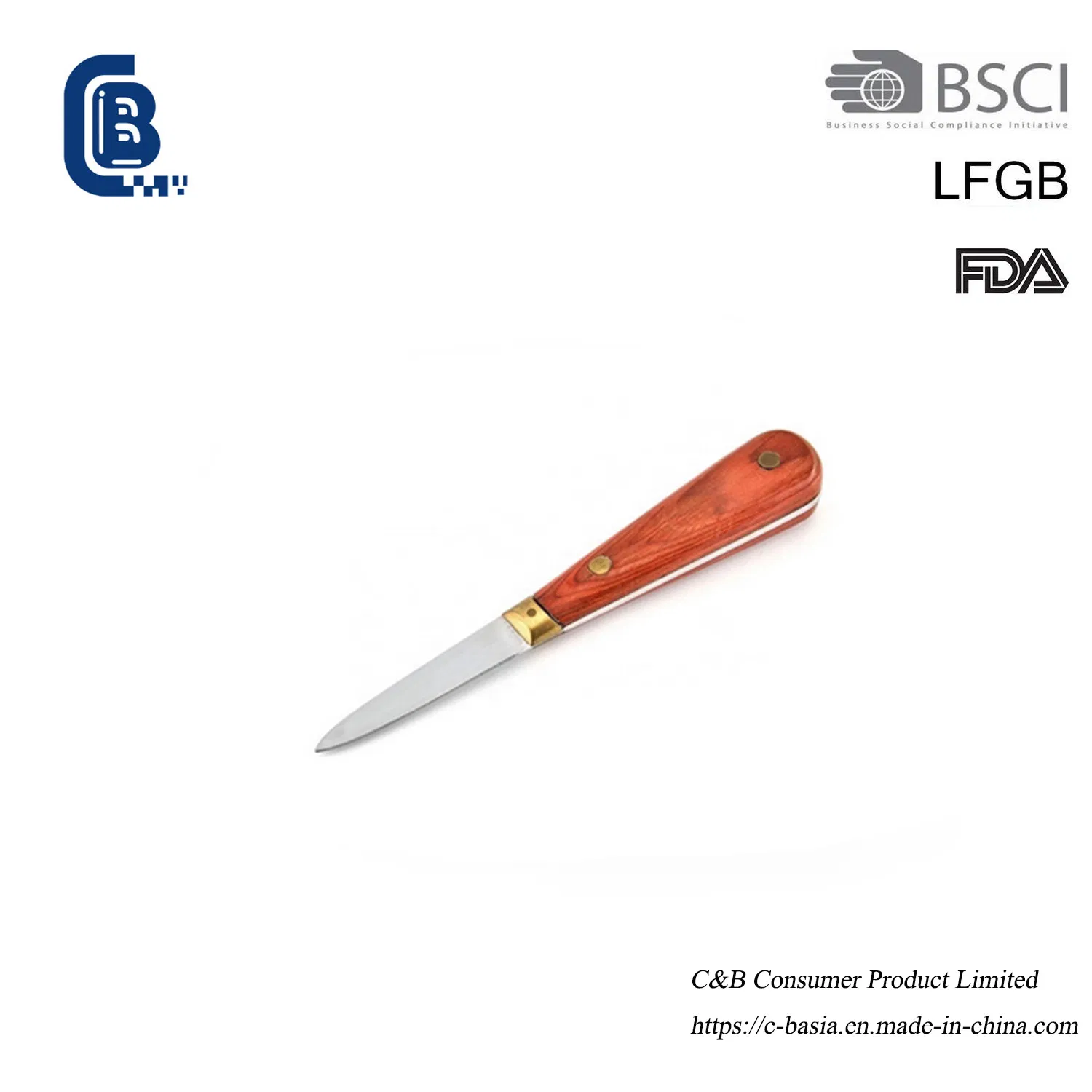 Non-Slip Seafood Opener - Stainless Oyster Knife & Wooden Handle Clam Tool