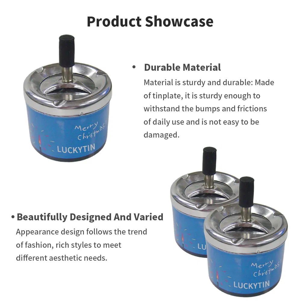 OEM ODM Manufacture Design Tinplate Desktop Organizer Metal Multi Functional Tray Plain Tin Ashtray Custom with Cover