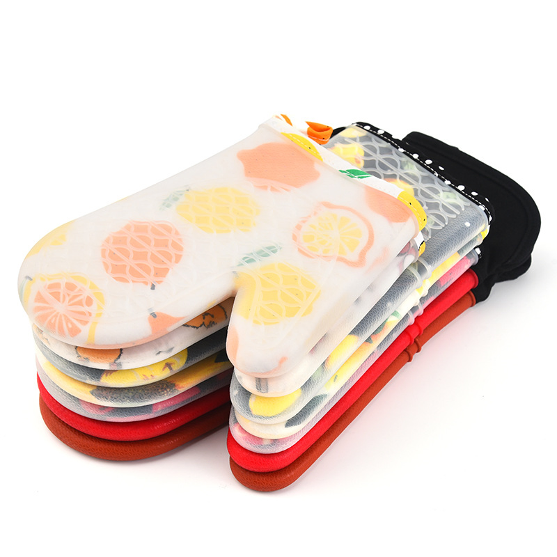 Kitchen Oven Mittens Silicon Heat Resistant Grills BBQ Gloves Waterproof Oven Mitts