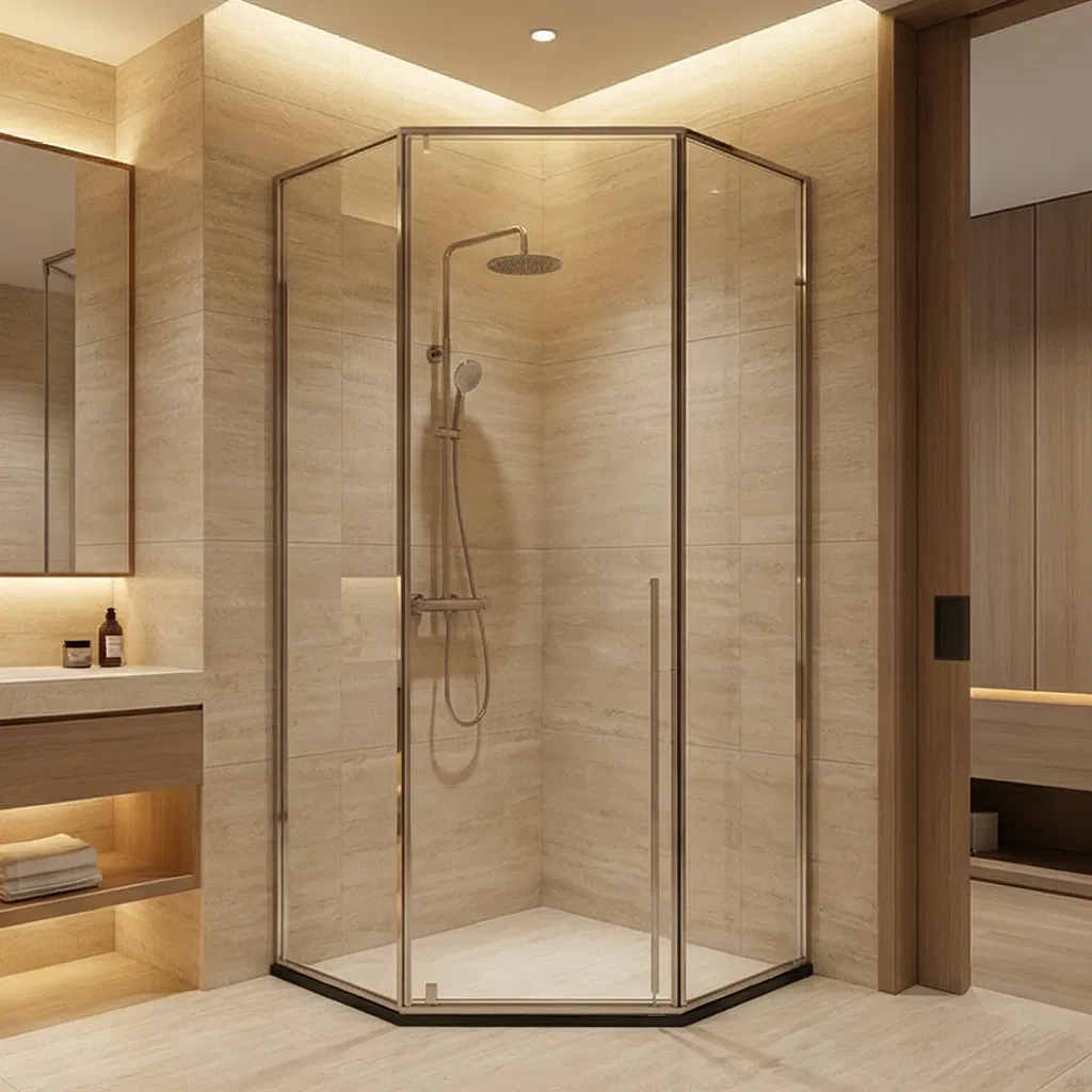 Bathroom Corner Shower Cabinet Glass Door Can Be Opened Inside and Outside
