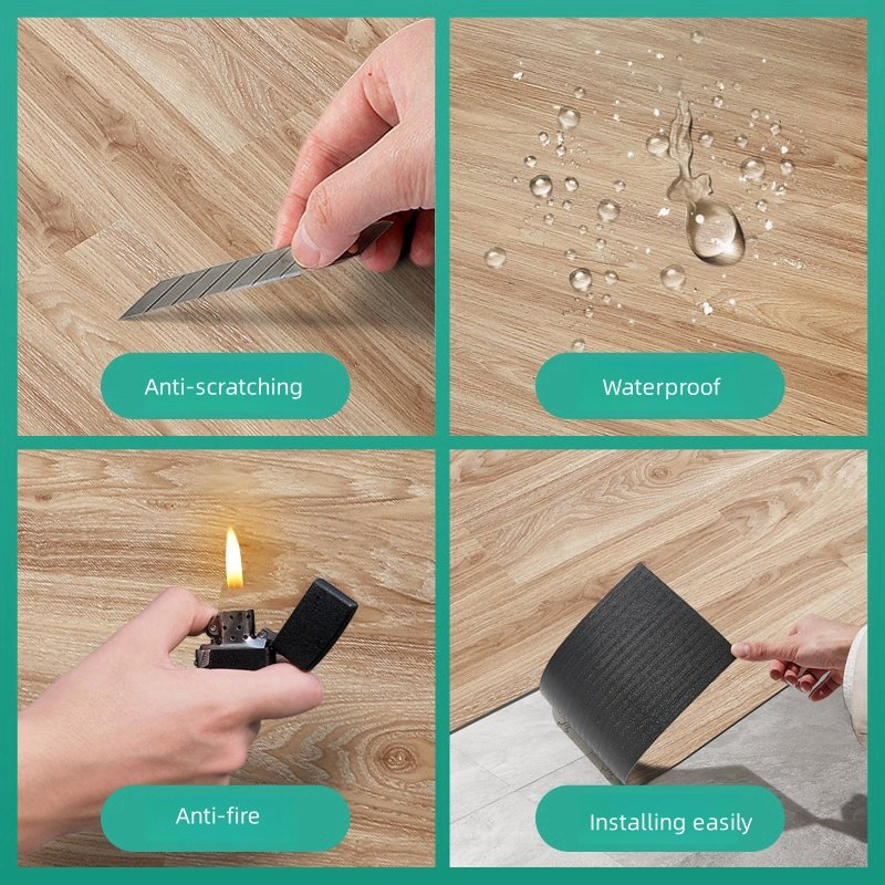 Огнестойкие самоклеящиеся плитки ПВХ для пола под дерево