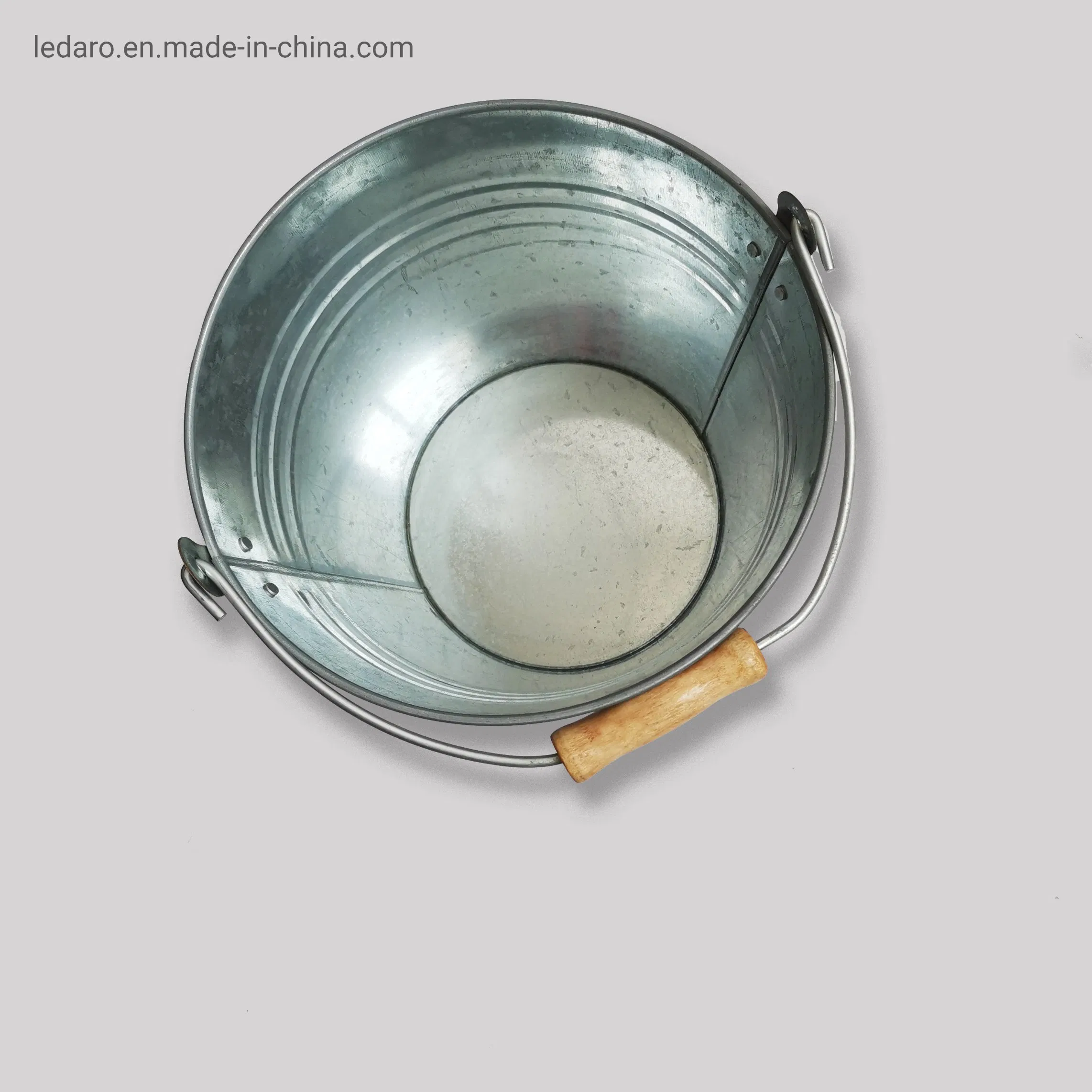 10 L Heavy Metalcraft Natural Galvanized Steel Pail with Handle, Silver, Round Bucket for Hotels, Hospitals