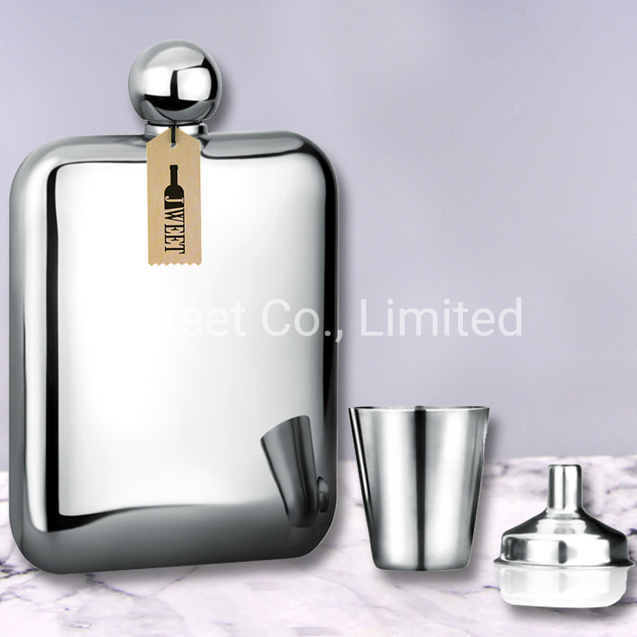 Custom Classic Metal Liquor Single Wall Hip Flask 8oz