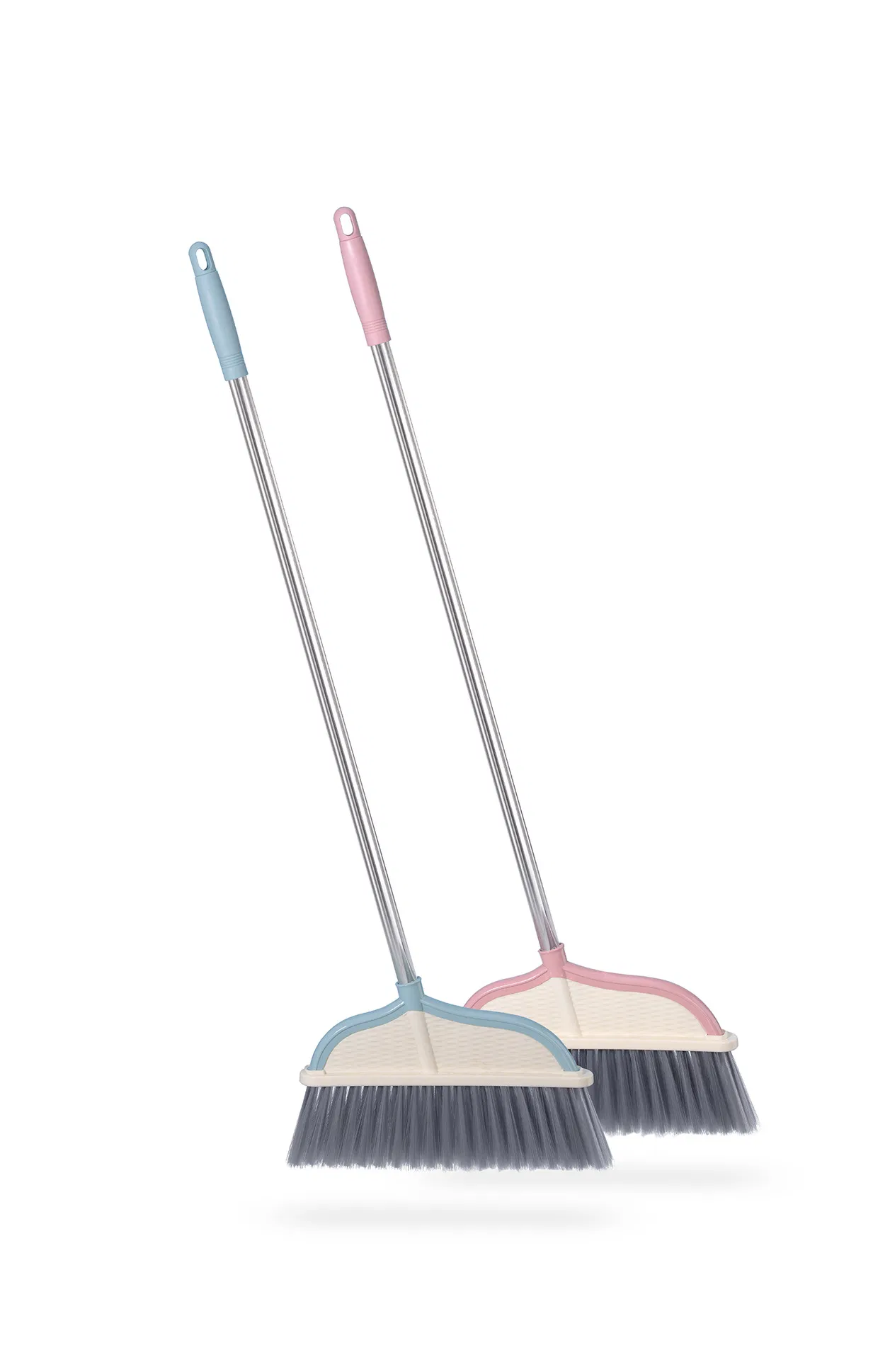 Durable Household Cleaning Tools Plastic Push Broom Broom with Detachable Long Handle and Bristles Stiff-Bristle Angled Broom Indoor/Outdoor Cleaning Broom