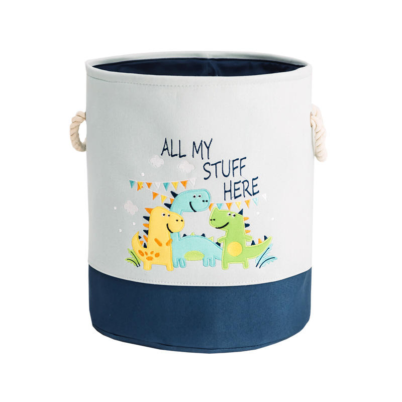 Canvas Cute Animal Pattern Round Toy Storage and Laundry Basket