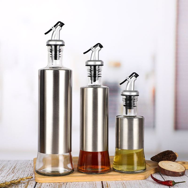 Wholesale Tainless Steel Home Kitchen Leak-Proof Glass Oil Jug Vinegar Oil Bottle