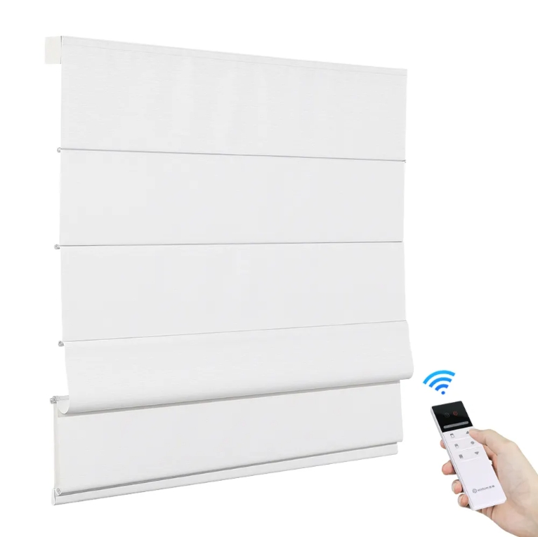 Luxury Curtains Wireless Smart Motorized Blackout Roman Blinds for Window Shade