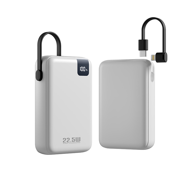 Ultra-Fast Portable Mobile Power Bank with Built-in Charging Cable