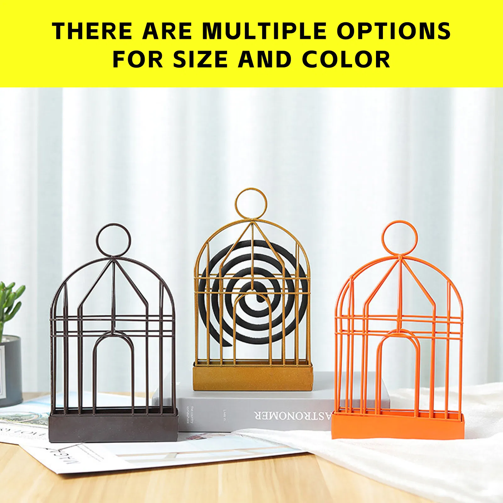 Birdcage Mosquito Coil Holder Metal Incense Burner with Ash Tray Hanging