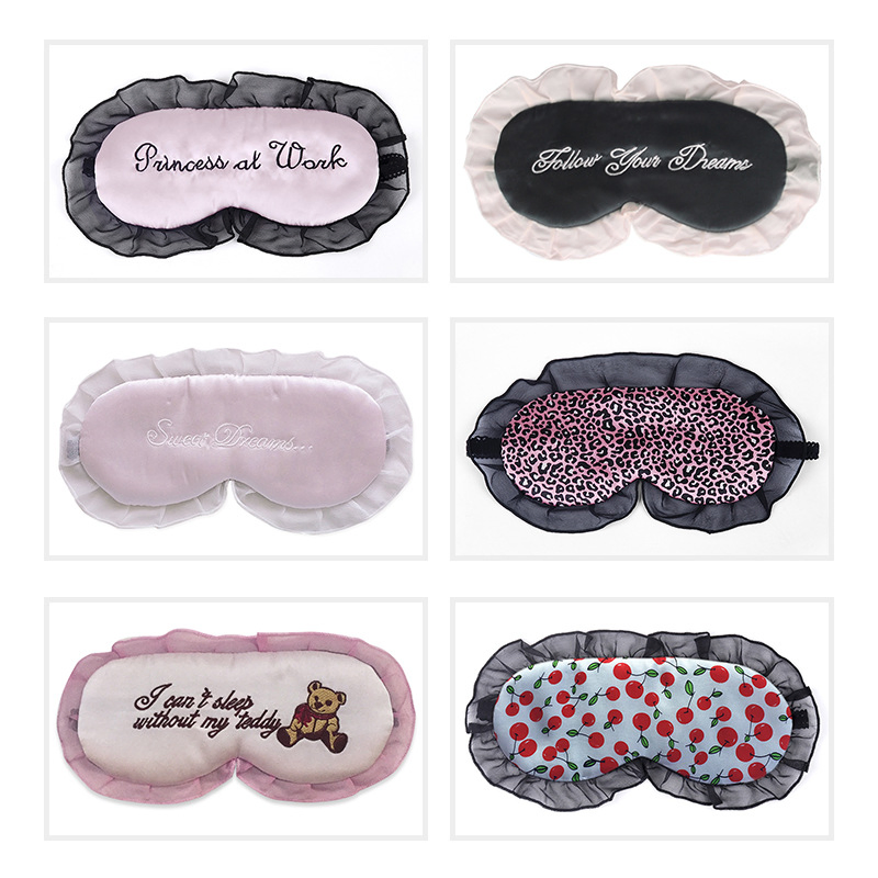 Custom Silk Eye Mask Mulberry Silk Embroidered Blackout Lace