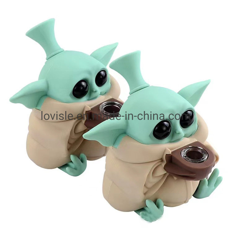 Cool Design Silicone Babyyoda Silicone Smoking Hand Pipe Glass Bowl Cleaning Tool Gifts Pipe