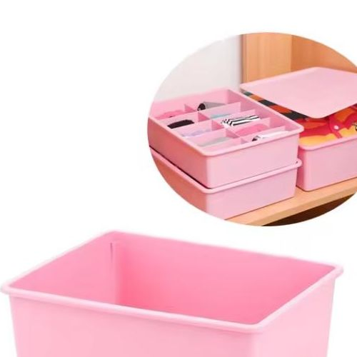 Household Plastic Clothes Storage Box with Lid and Grid