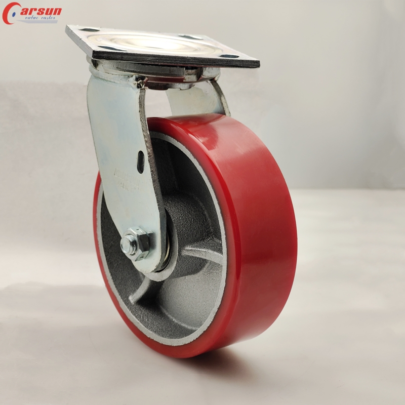 Heavy Duty 6inch Iron Core PU Wheel Casters Swivel Caster Without Brake