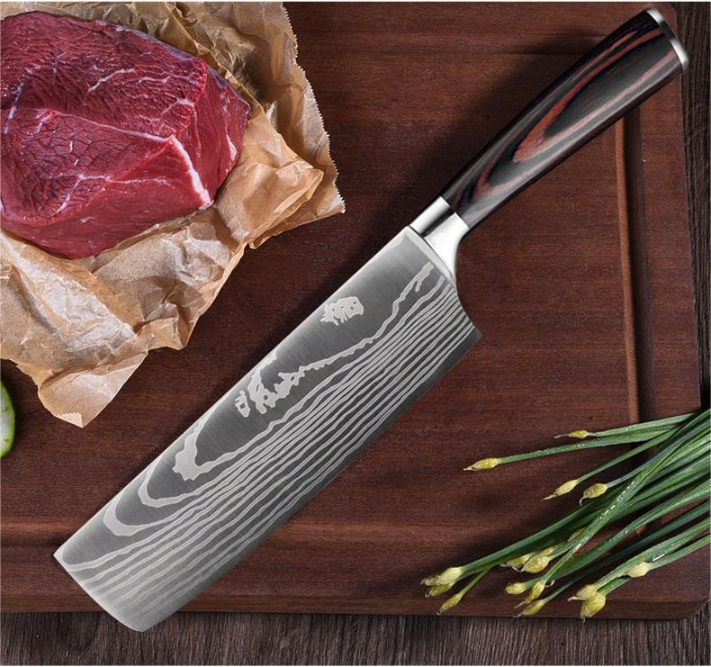 Damascus Stainless Steel Laser Pattern Kitchen Chef 8 Inch Knife