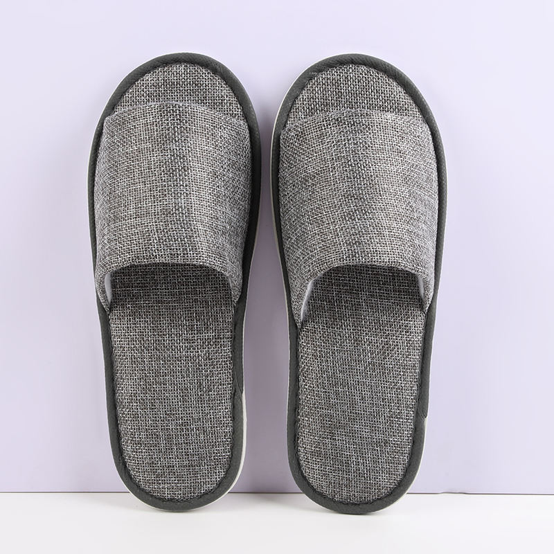 Hotel Flax Plush Slippers Disposable Inns Home Slippers Non-Slip Thickened Printed Logo