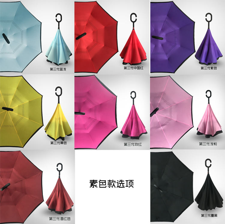 Двухслойная обратная зонт-трость с С-ручкой для авто